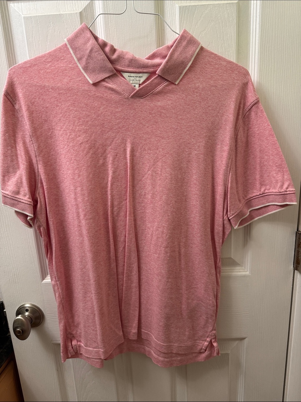 Banana Republic Factory Heather Pink Polo with White Trim